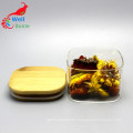 High Borosilicate Sealed Square Shape Glass Storage Jar With Bamboo Lid Storage-147RL